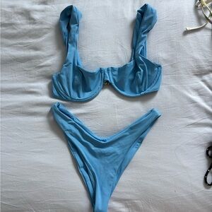 L*Space Blue Bikini Set Bra style top and cheeky bottom